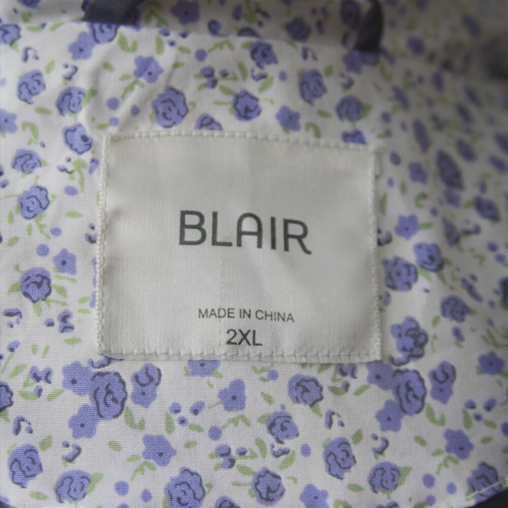 Blair 2XL Navy Rain Jacket Hidden Hood Floral Trim - Picture 3 of 16